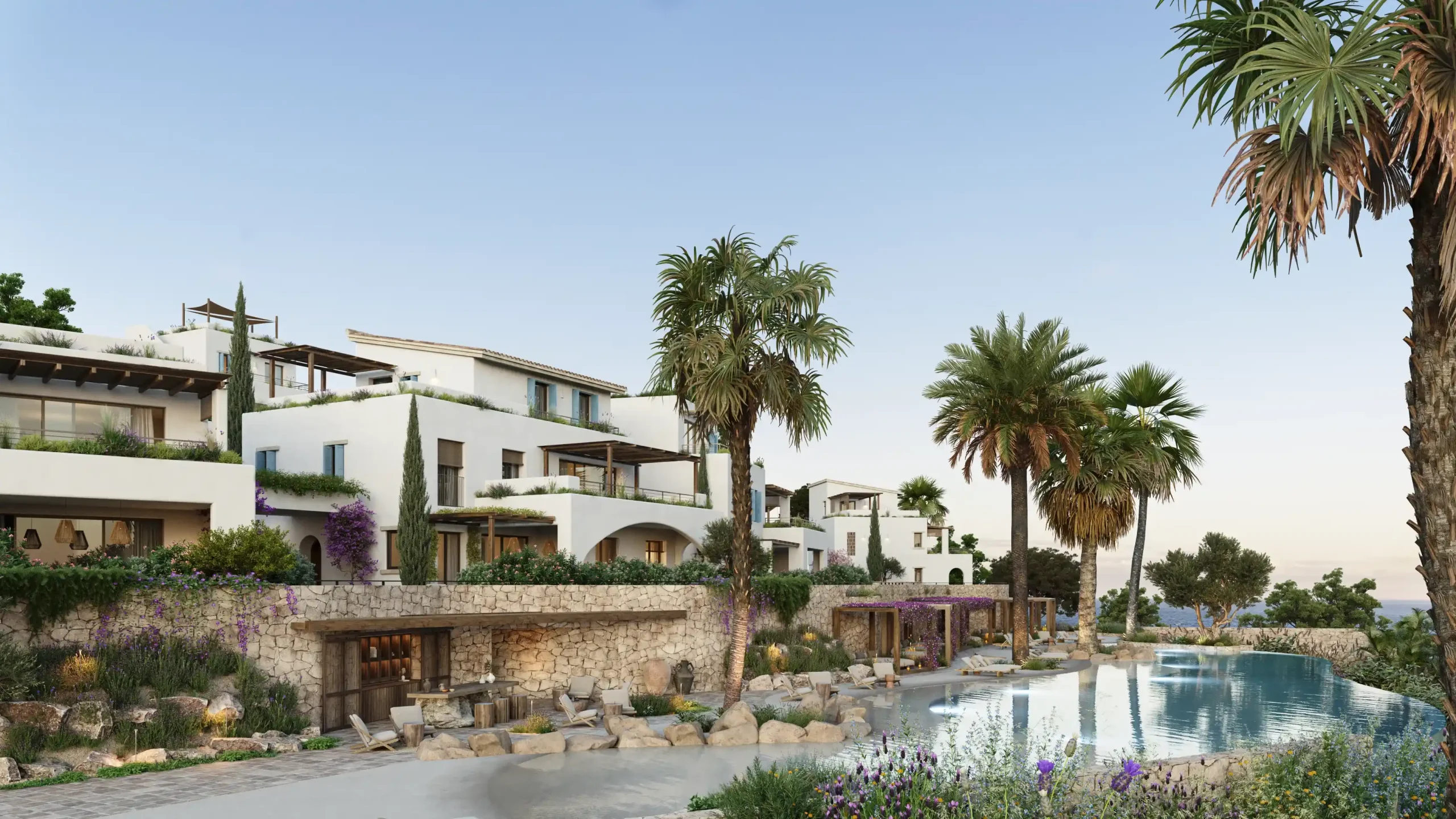 Viviendas mediterráneas con terrazas y piscina comunitaria en Oropesa del Mar